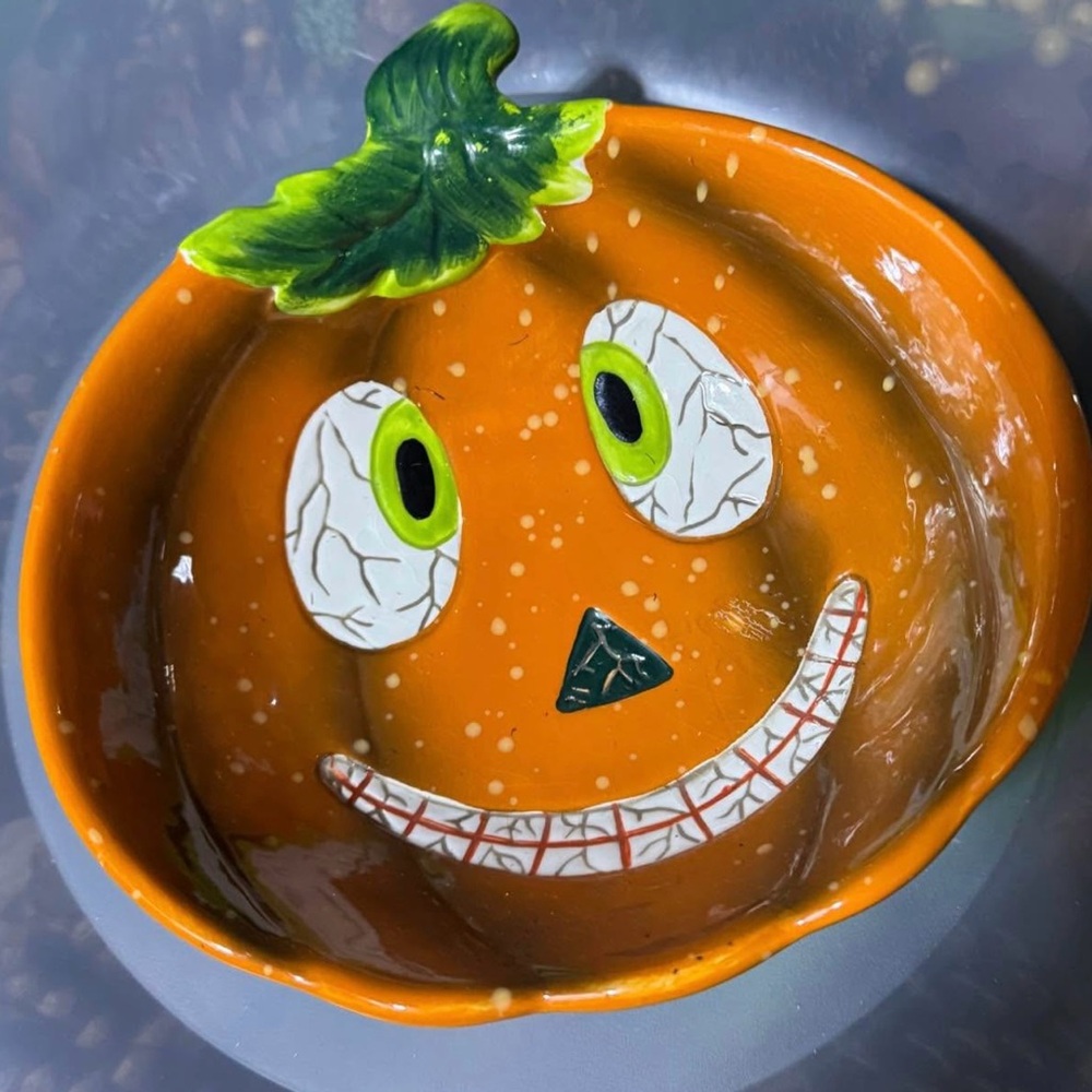 NEW-Orange Pumpkin Ceramic Bowl